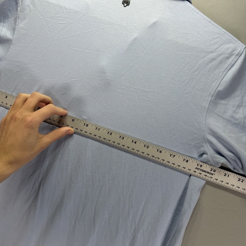 Greyson Polo Shirt Mens Medium Blue Stripe Performance Golf Top Solid Stretch - Picture 8 of 9
